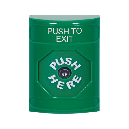 SS2100PX-EN STI Green No Cover Key-to-Reset Stopper Station with PUSH TO EXIT Label English