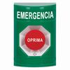 SS2101EM-ES STI Green No Cover Turn-to-Reset Stopper Station with EMERGENCY Label Spanish