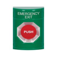 SS2101EX-EN STI Green No Cover Turn-to-Reset Stopper Station with EMERGENCY EXIT Label English