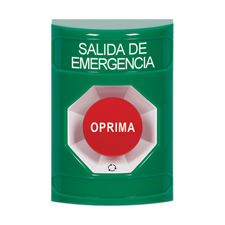 SS2101EX-ES STI Green No Cover Turn-to-Reset Stopper Station with EMERGENCY EXIT Label Spanish