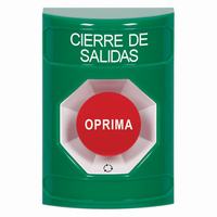 SS2101LD-ES STI Green No Cover Turn-to-Reset Stopper Station with LOCKDOWN Label Spanish