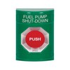 SS2101PS-EN STI Green No Cover Turn-to-Reset Stopper Station with FUEL PUMP SHUT DOWN Label English