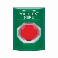 SS2102ZA-EN STI Green No Cover Key-to-Reset (Illuminated) Stopper Station with Non-Returnable Custom Text Label English