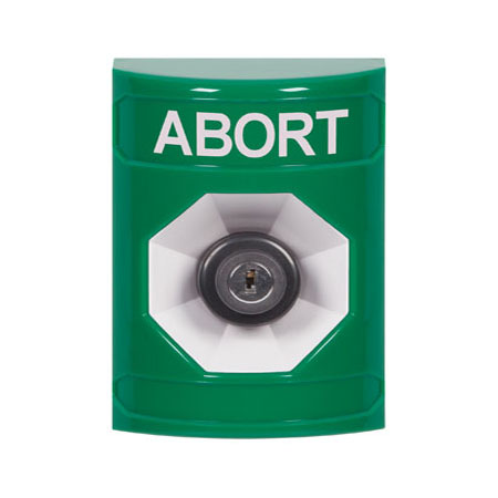 SS2103AB-EN STI Green No Cover Key-to-Activate Stopper Station with ABORT Label English