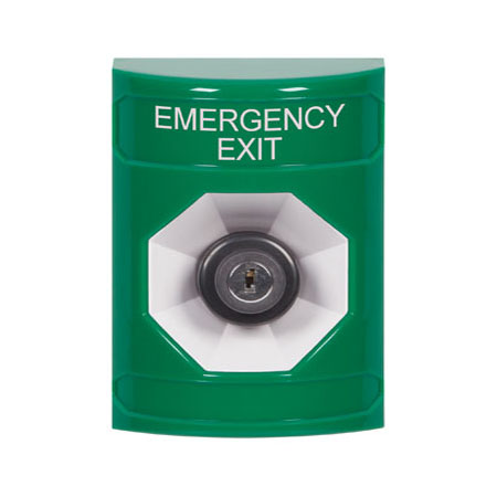 SS2103EX-EN STI Green No Cover Key-to-Activate Stopper Station with EMERGENCY EXIT Label English
