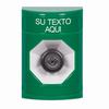 SS2103ZA-ES STI Green No Cover Key-to-Activate Stopper Station with Non-Returnable Custom Text Label Spanish