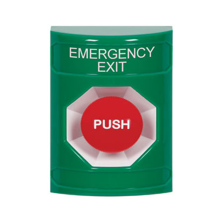 SS2104EX-EN STI Green No Cover Momentary Stopper Station with EMERGENCY EXIT Label English