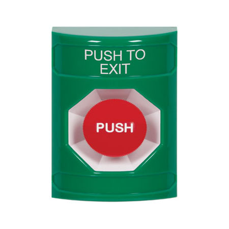 SS2104PX-EN STI Green No Cover Momentary Stopper Station with PUSH TO EXIT Label English