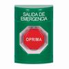 Show product details for SS2105EX-ES STI Green No Cover Momentary (Illuminated) Stopper Station with EMERGENCY EXIT Label Spanish