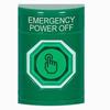 SS2106PO-EN STI Green No Cover Momentary (Illuminated) with Green Lens Stopper Station with EMERGENCY POWER OFF Label English