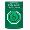 SS2106PS-EN STI Green No Cover Momentary (Illuminated) with Green Lens Stopper Station with FUEL PUMP SHUT DOWN Label English