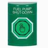 SS2107PS-EN STI Green No Cover Weather Resistant Momentary (Illuminated) with Green Lens Stopper Station with FUEL PUMP SHUT DOWN Label English