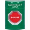 SS2109ES-EN STI Green No Cover Turn-to-Reset (Illuminated) Stopper Station with EMERGENCY STOP Label English