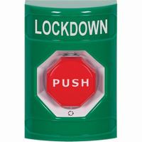 SS2109LD-EN STI Green No Cover Turn-to-Reset (Illuminated) Stopper Station with LOCKDOWN Label English