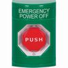 SS2109PO-EN STI Green No Cover Turn-to-Reset (Illuminated) Stopper Station with EMERGENCY POWER OFF Label English