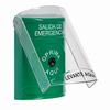 Show product details for SS2120EX-ES STI Green Indoor Only Flush or Surface Key-to-Reset Stopper Station with EMERGENCY EXIT Label Spanish