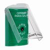 SS2120PX-ES STI Green Indoor Only Flush or Surface Key-to-Reset Stopper Station with PUSH TO EXIT Label Spanish