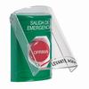Show product details for SS2121EX-ES STI Green Indoor Only Flush or Surface Turn-to-Reset Stopper Station with EMERGENCY EXIT Label Spanish