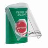 SS2121LD-ES STI Green Indoor Only Flush or Surface Turn-to-Reset Stopper Station with LOCKDOWN Label Spanish