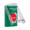 SS2122ES-EN STI Green Indoor Only Flush or Surface Key-to-Reset (Illuminated) Stopper Station with EMERGENCY STOP Label English