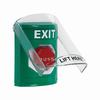 Show product details for SS2125XT-EN STI Green Indoor Only Flush or Surface Momentary (Illuminated) Stopper Station with EXIT Label English