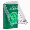 SS2126HV-EN STI Green Indoor Only Flush or Surface Momentary (Illuminated) with Green Lens Stopper Station with HVAC SHUT DOWN Label English