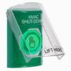 SS2127HV-EN STI Green Indoor Only Flush or Surface Weather Resistant Momentary (Illuminated) with Green Lens Stopper Station with HVAC SHUT DOWN Label English