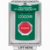 Show product details for SS2132LD-EN STI Green Indoor/Outdoor Flush Key-to-Reset (Illuminated) Stopper Station with LOCKDOWN Label English