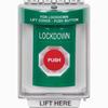 SS2134LD-EN STI Green Indoor/Outdoor Flush Momentary Stopper Station with LOCKDOWN Label English