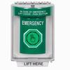 Show product details for SS2137EM-EN STI Green Indoor/Outdoor Flush Weather Resistant Momentary (Illuminated) with Green Lens Stopper Station with EMERGENCY Label English
