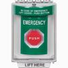 SS2138EM-EN STI Green Indoor/Outdoor Flush Pneumatic (Illuminated) Stopper Station with EMERGENCY Label English