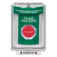 SS2139PX-FR STI Green Indoor/Outdoor Flush Turn-to-Reset (Illuminated) Stopper Station with PUSH TO EXIT Label French