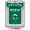 SS2140EM-EN STI Green Indoor/Outdoor Flush w/ Horn Key-to-Reset Stopper Station with EMERGENCY Label English