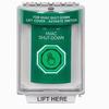 SS2147HV-EN STI Green Indoor/Outdoor Flush w/ Horn Weather Resistant Momentary (Illuminated) with Green Lens Stopper Station with HVAC SHUT DOWN Label English