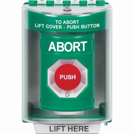 SS2171AB-EN STI Green Indoor/Outdoor Surface Turn-to-Reset Stopper Station with ABORT Label English