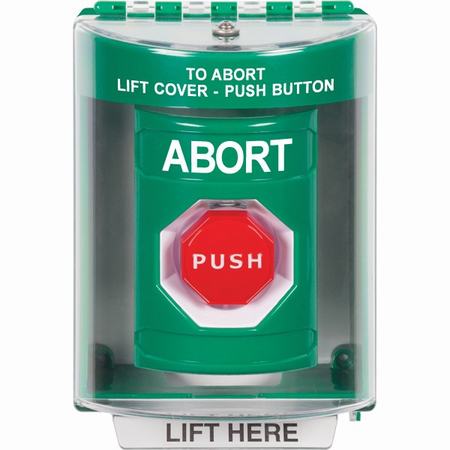 SS2172AB-EN STI Green Indoor/Outdoor Surface Key-to-Reset (Illuminated) Stopper Station with ABORT Label English