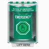 SS2177EM-EN STI Green Indoor/Outdoor Surface Weather Resistant Momentary (Illuminated) with Green Lens Stopper Station with EMERGENCY Label English