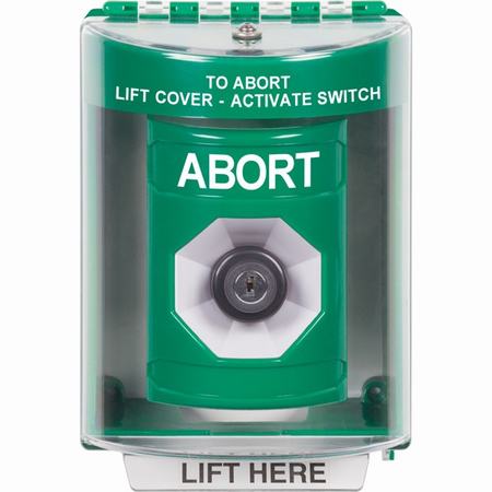 SS2183AB-EN STI Green Indoor/Outdoor Surface w/ Horn Key-to-Activate Stopper Station with ABORT Label English