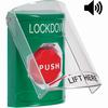 SS21A2LD-EN STI Green Indoor Only Flush or Surface w/ Horn Key-to-Reset (Illuminated) Stopper Station with LOCKDOWN Label English