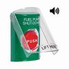 Show product details for SS21A2PS-ES STI Green Indoor Only Flush or Surface w/ Horn Key-to-Reset (Illuminated) Stopper Station with FUEL PUMP SHUT DOWN Label Spanish