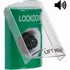 SS21A3LD-ES STI Green Indoor Only Flush or Surface w/ Horn Key-to-Activate Stopper Station with LOCKDOWN Label Spanish