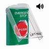 SS21A5ES-EN STI Green Indoor Only Flush or Surface w/ Horn Momentary (Illuminated) Stopper Station with EMERGENCY STOP Label English