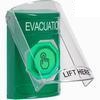 SS21A6EV-EN STI Green Indoor Only Flush or Surface w/ Horn Momentary (Illuminated) with Green Lens Stopper Station with EVACUATION Label English