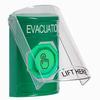 SS21A7EV-EN STI Green Indoor Only Flush or Surface w/ Horn Weather Resistant Momentary (Illuminated) with Green Lens Stopper Station with EVACUATION Label English