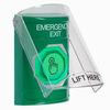 SS21A7EX-EN STI Green Indoor Only Flush or Surface w/ Horn Weather Resistant Momentary (Illuminated) with Green Lens Stopper Station with EMERGENCY EXIT Label English