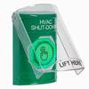 SS21A7HV-EN STI Green Indoor Only Flush or Surface w/ Horn Weather Resistant Momentary (Illuminated) with Green Lens Stopper Station with HVAC SHUT DOWN Label English