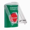 SS21A9PO-EN STI Green Indoor Only Flush or Surface w/ Horn Turn-to-Reset (Illuminated) Stopper Station with EMERGENCY POWER OFF Label English