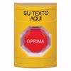 SS2205ZA-ES STI Yellow No Cover Momentary (Illuminated) Stopper Station with Non-Returnable Custom Text Label Spanish