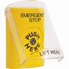 Show product details for SS2220ES-EN STI Yellow Indoor Only Flush or Surface Key-to-Reset Stopper Station with EMERGENCY STOP Label English