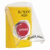 SS2221ZA-ES STI Yellow Indoor Only Flush or Surface Turn-to-Reset Stopper Station with Non-Returnable Custom Text Label Spanish